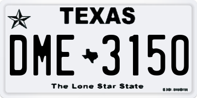TX license plate DME3150