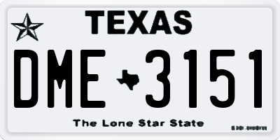 TX license plate DME3151