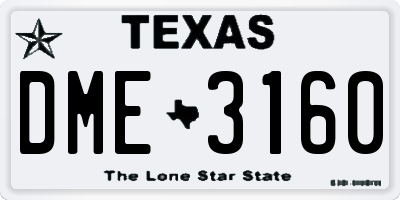 TX license plate DME3160