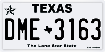 TX license plate DME3163