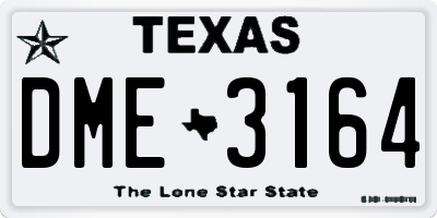 TX license plate DME3164