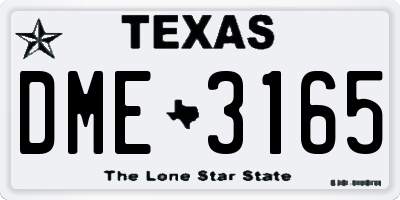 TX license plate DME3165