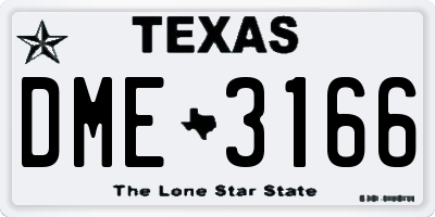 TX license plate DME3166