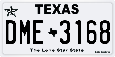 TX license plate DME3168