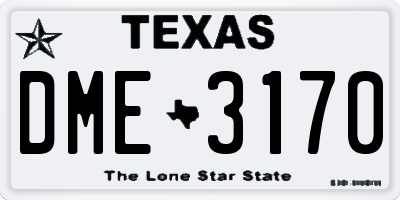 TX license plate DME3170