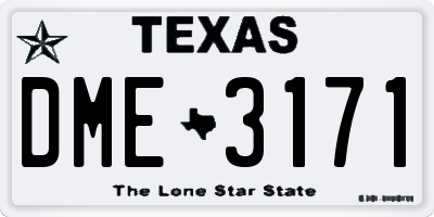 TX license plate DME3171