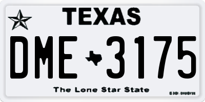 TX license plate DME3175
