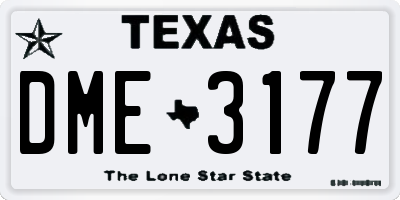 TX license plate DME3177