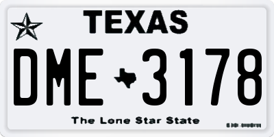 TX license plate DME3178