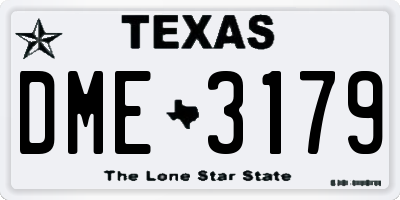 TX license plate DME3179