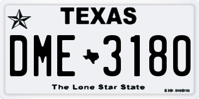 TX license plate DME3180