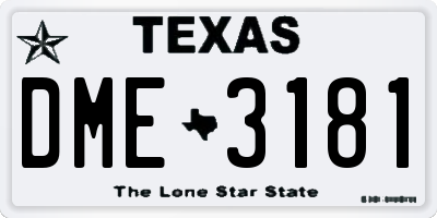 TX license plate DME3181