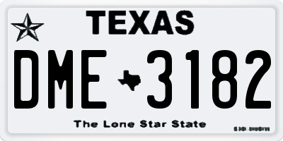 TX license plate DME3182