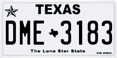 TX license plate DME3183