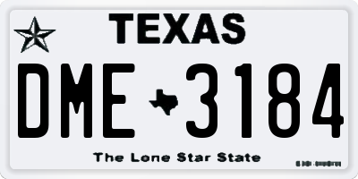 TX license plate DME3184