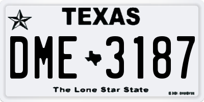 TX license plate DME3187