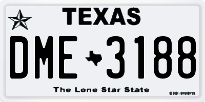 TX license plate DME3188