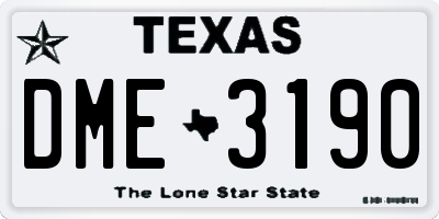 TX license plate DME3190