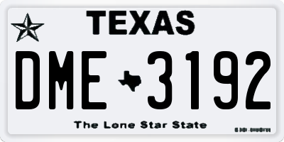TX license plate DME3192