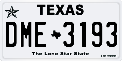 TX license plate DME3193