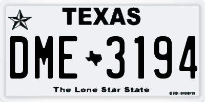 TX license plate DME3194