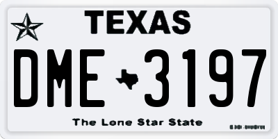 TX license plate DME3197