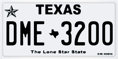 TX license plate DME3200