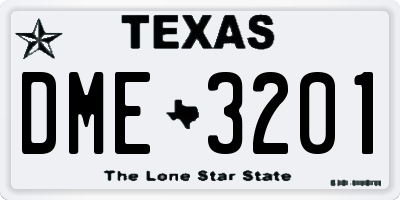 TX license plate DME3201