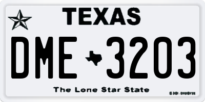 TX license plate DME3203