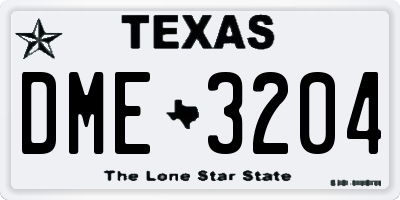 TX license plate DME3204