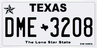 TX license plate DME3208