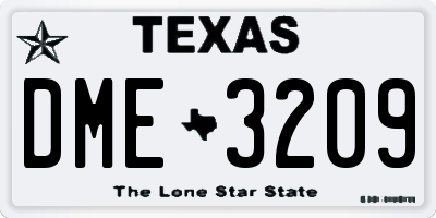 TX license plate DME3209