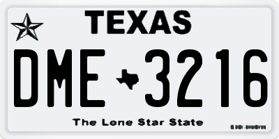 TX license plate DME3216