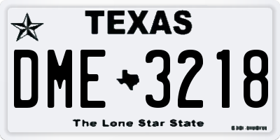 TX license plate DME3218