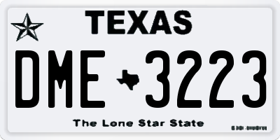TX license plate DME3223