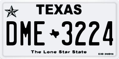 TX license plate DME3224
