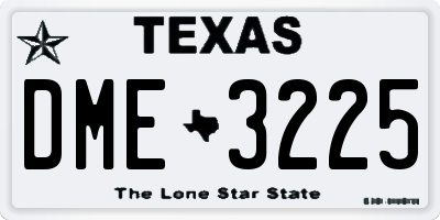 TX license plate DME3225