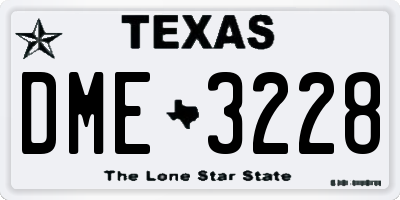 TX license plate DME3228