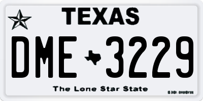 TX license plate DME3229