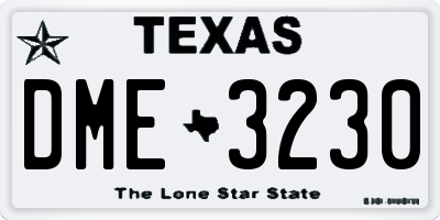 TX license plate DME3230