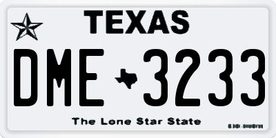TX license plate DME3233