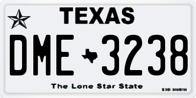 TX license plate DME3238