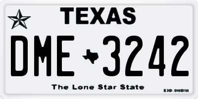 TX license plate DME3242