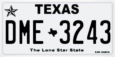 TX license plate DME3243