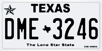 TX license plate DME3246