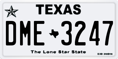 TX license plate DME3247