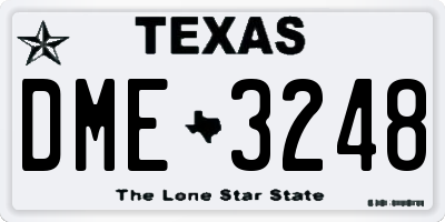 TX license plate DME3248
