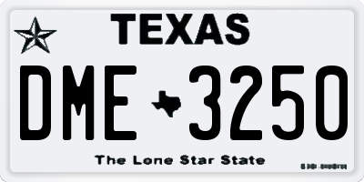 TX license plate DME3250