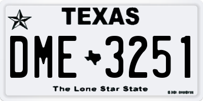 TX license plate DME3251