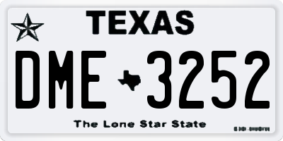 TX license plate DME3252